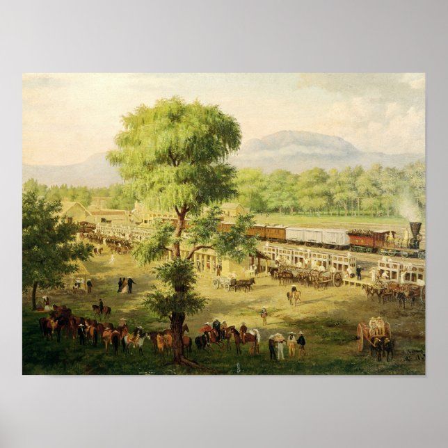 Poster Linha ferroviária no Vale do México, 1869 (Frente)