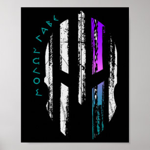 Poster Linha fina do capacete de guerreiro espartano para