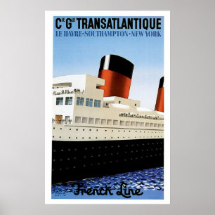Póster Linha francesa propaganda do navio do vintage