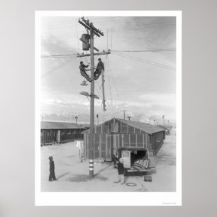 Póster Linha grupo no trabalho em Manzanar 1943