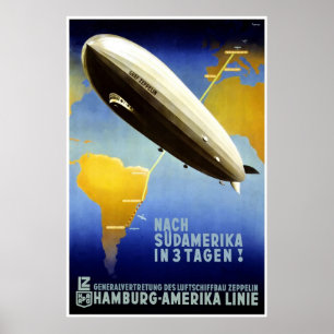 Póster Linha HAPAG de Hamburgo Amerika Linie Hamburgo