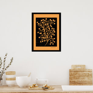 Poster Linha Jardim da Meia-Noite Dourado Âmbar