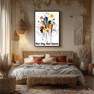 Poster Linha Mínima de Escuro Urbano abstrato Motivaciona