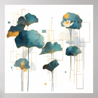 Poster Linha Minimalista Ginkgo Lotus Zen