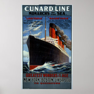 Póster Linha monarca de Cunard do mar