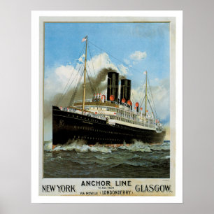 Póster Linha ~ New York - Glasgow da âncora