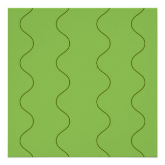 Póster Linha Ondulada Groovy Verde Abstrata Moderna Minim