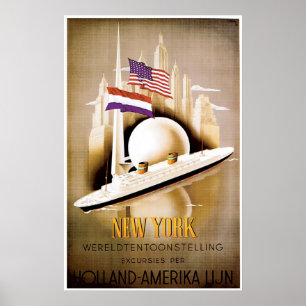 Póster Linha propaganda de Holland América do navio do