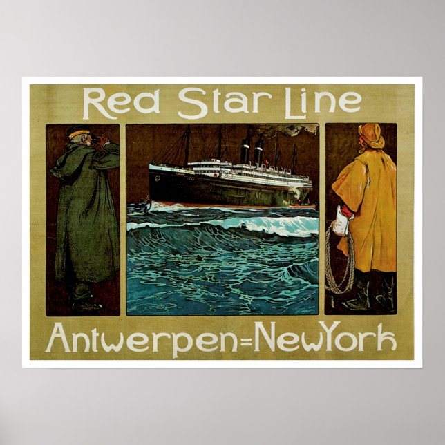 Póster Linha Red Star ~ Antwerpen=Nova Iorque (Frente)