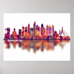 Poster Linha Skyline da Tailândia Bangkok