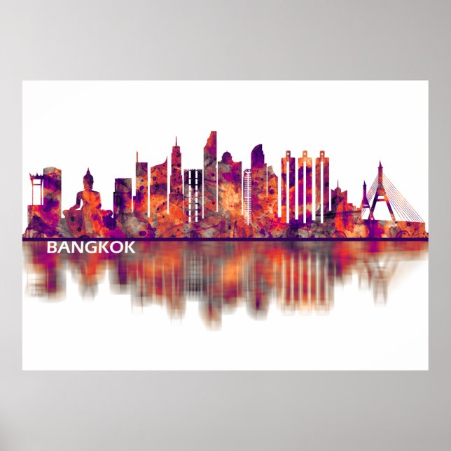 Poster Linha Skyline da Tailândia Bangkok (Frente)