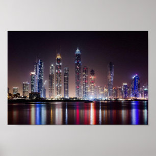 Poster - Linha Skyline de Dubai à Noite