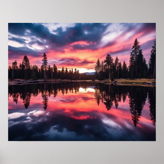 Poster Linha Sunset Lake & Tree (Frente)