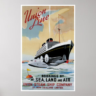 Poster Linha Union Line Steamship Ocean Liner