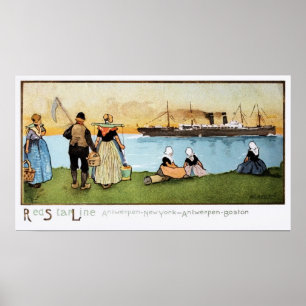 Póster Linha vermelha Antuérpia New York Boston da