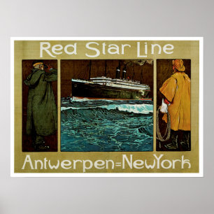 Póster Linha vermelha ~ Antwerpen= New York da estrela