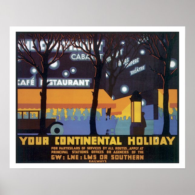Póster Linha viagens vintage Sul (Frente)