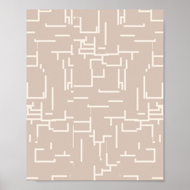 Poster Linhas Abstratas Minimalistas Neutras Bege (Frente)