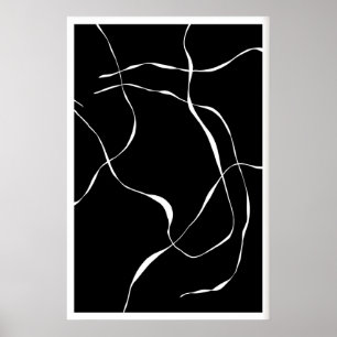 Poster Linhas Abstratas Preto e Branco - Fluindo