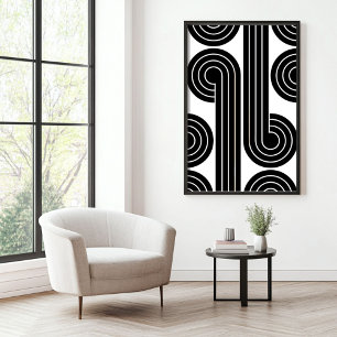 Poster Linhas Abstrato Retro Pretas