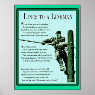 Poster Linhas às mães Bell de um vintage do lineman