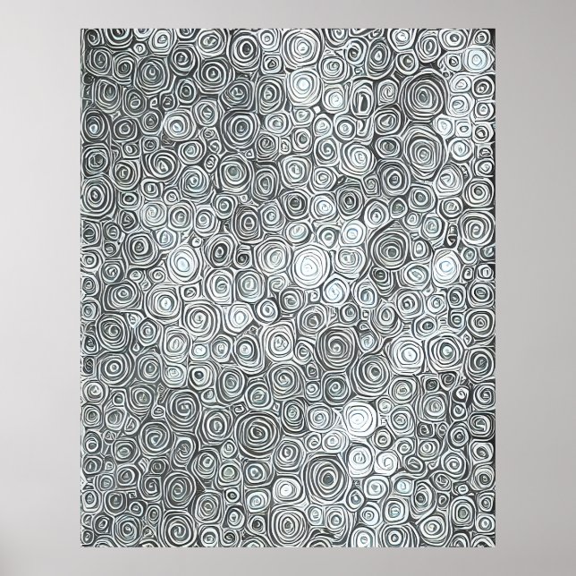 Poster Linhas brancas de cinzas Abstrato linear modernas (Frente)