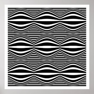 Poster Linhas da arte Op e esferas 01 - preto e branco