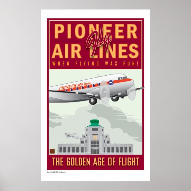 Póster Linhas de ar de viagem pioneiro (Frente)