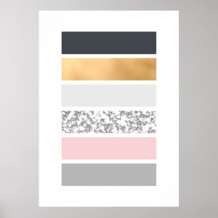 Poster Linhas de Geo - mármore Dourado e rosa da ardósi