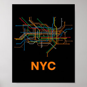 Poster Linhas de Metrô Abstratas de Nyc Minimalista Desi