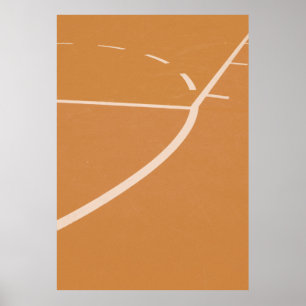Poster Linhas de quadras laranja e branca de basquete