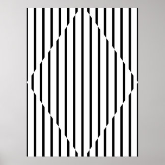 Poster Linhas Diamantes de Illusão Óptica Pretas