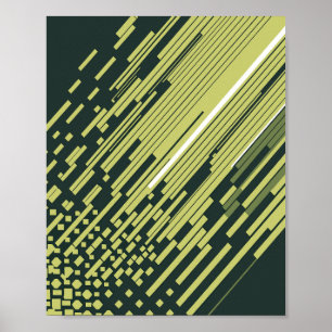 Poster Linhas Digitais de Movimento Verde Lima em Fundo E
