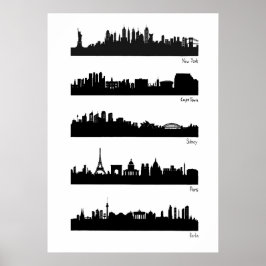 Poster Linhas do horizonte da cidade - Mundo