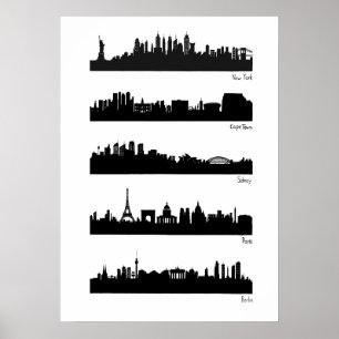 Poster Linhas do horizonte da cidade - Mundo