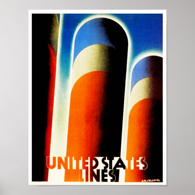 Poster Linhas dos Estados Unidos (Frente)
