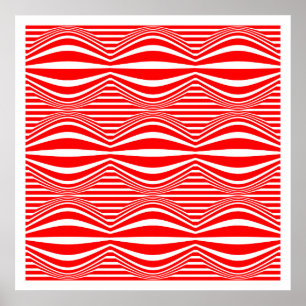 Póster Linhas e esferas de arte Op 01 - Vermelho e Branco