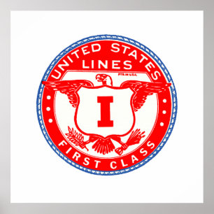 Póster Linhas etiqueta dos Estados Unidos da primeira