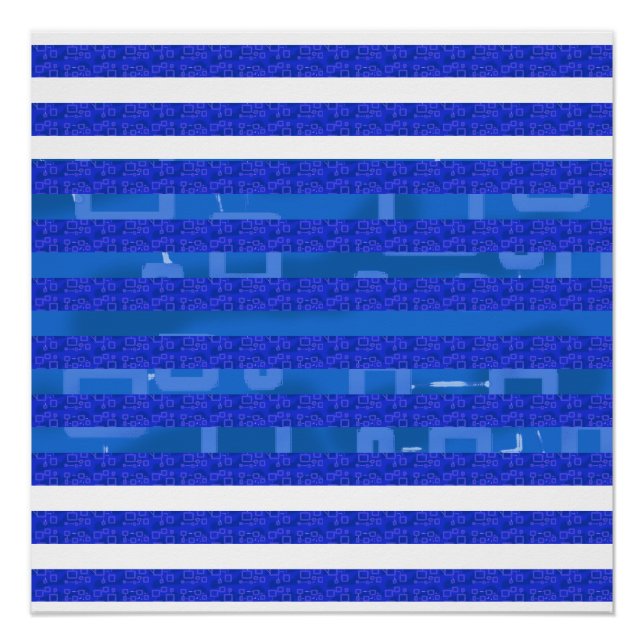 Póster Linhas Geométricas Azul-Branco legal (Frente)