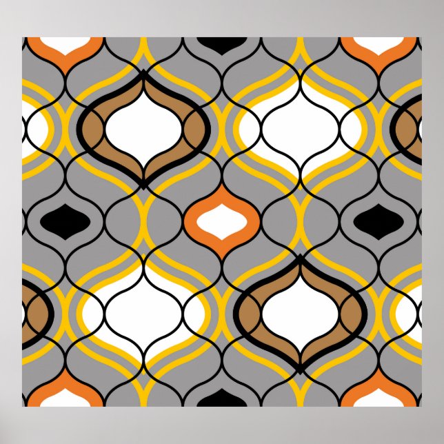 Poster Linhas onduladas, padrão geométrico sem costura. (Frente)