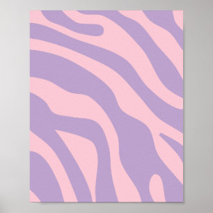 Poster Linhas Retro Rosa E Roxo