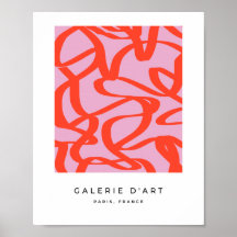 Linhas Retro Rosa Rosa Modernas Formas de Pincel A