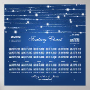 Poster Linhas Sparkling safira da carta do assento do