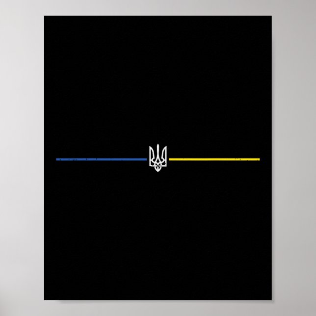 Poster Linhas Tridente da Ucrânia Brasão Heráldico Ucrani (Frente)