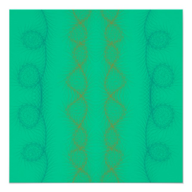 Póster Linhas verticais onduladas sobre fundo verde (Frente)
