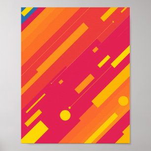 Poster Linhas Vibrantes em Cor-de-Rosa Negrito, Amarelo e
