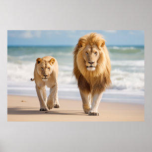 Poster Lion Animal Family Despertando Natureza