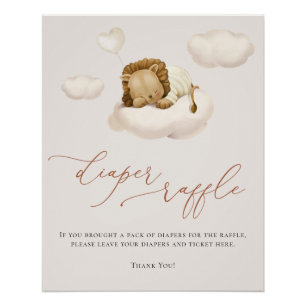 Póster Lion Baby Cloud Balloon Fralda Raffle