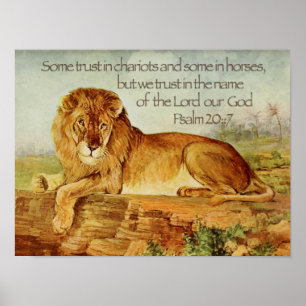 Póster Lion Christian Bíblia Verse Trust in the Lord