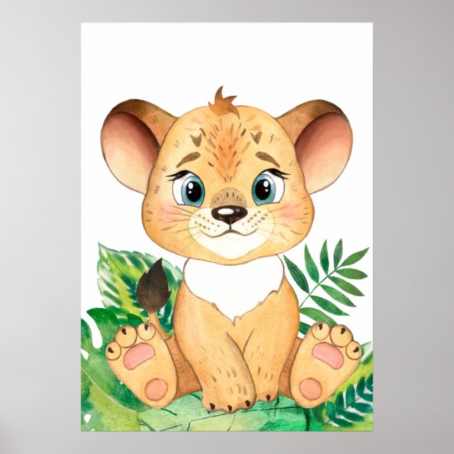 Poster Lion Cub, Bebê Animal, Selgle Safari Animal (Frente)